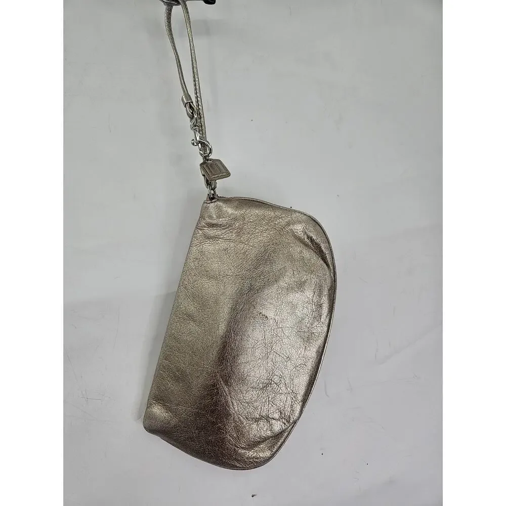 Coach Madison Metallic Embossed Leather Small Wristlet Bag Purse Elegant